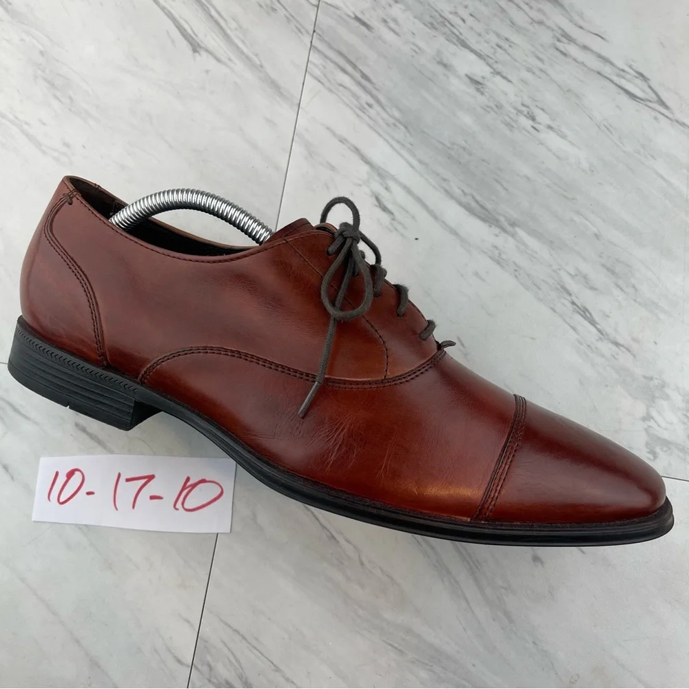 •Cole Haan Brown Mens 10 Leather Oxford Dress Shoes Cap Toe C09167